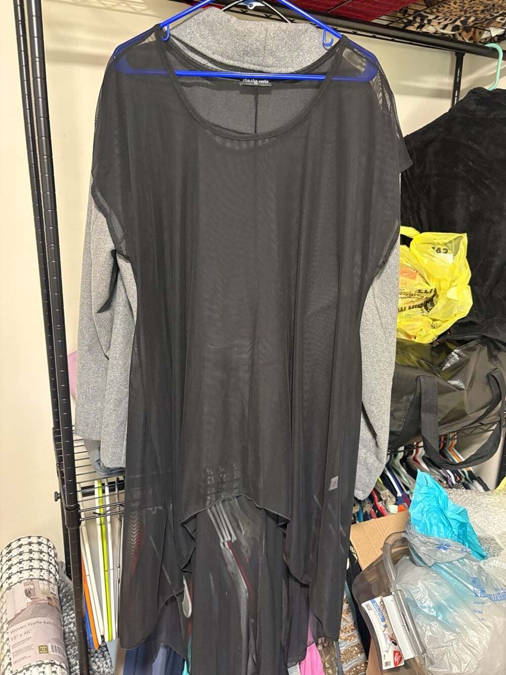Cha Cha Vente Mesh Tunic Dress Size 2X Black High Low